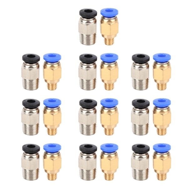/HH/20 stk. Pneumatiske Koblinger Lige Push Connect til Bowden Ex 3D-printer PC4‑M10/PC4‑M6