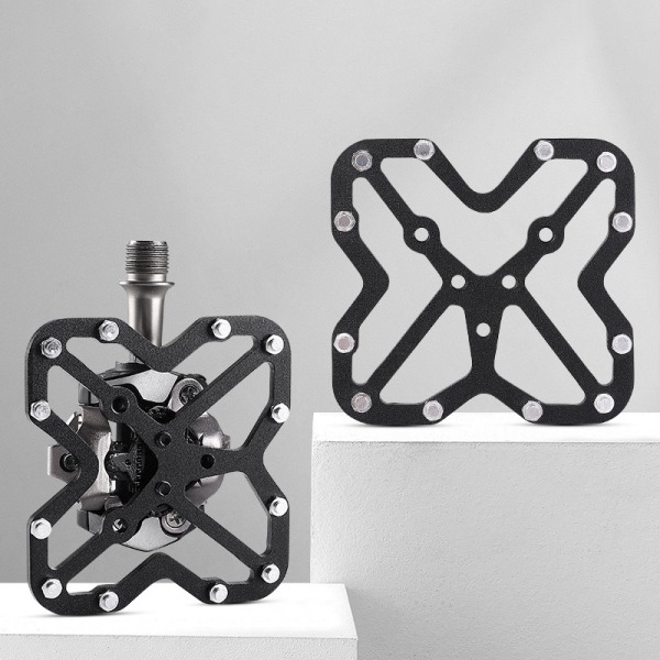 Pedalklossar med snabbkoppling - 1 par, storlek 9*8,5 cm, aluminiumlegeringsmaterial, svart