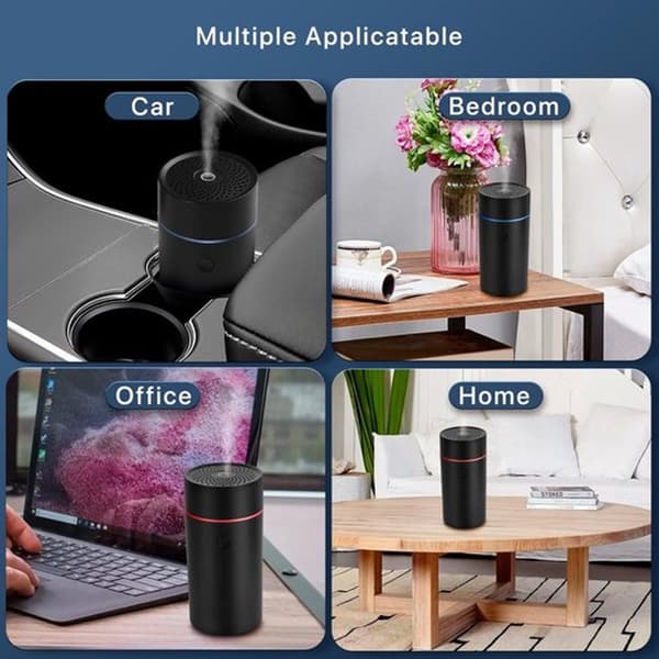 Mini luftfugter, bærbar USB-drevet ultralyds aroma diffuser, støjsvag drift til soveværelse, bil, kontor og rejser, hvid