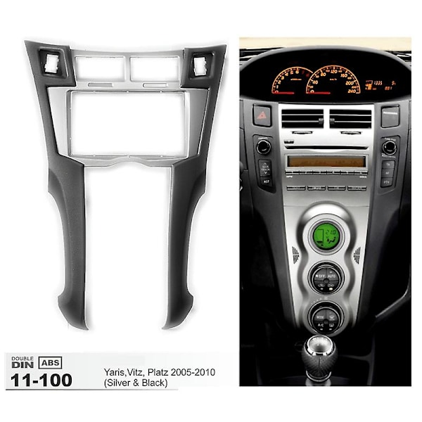 2 Din Bilradio Stereo Ramme Trimsett Av Dashbord For Yaris Vitz Platz 2005-2011 Dvd-spiller Installasjon