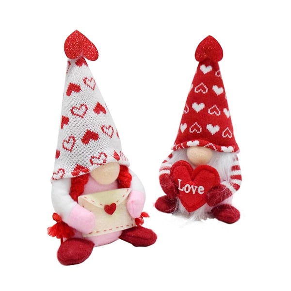 Valentines Day Gnome Plush - Valentines Christmas Home Tabletop Elf Gnomes Decor Ornaments