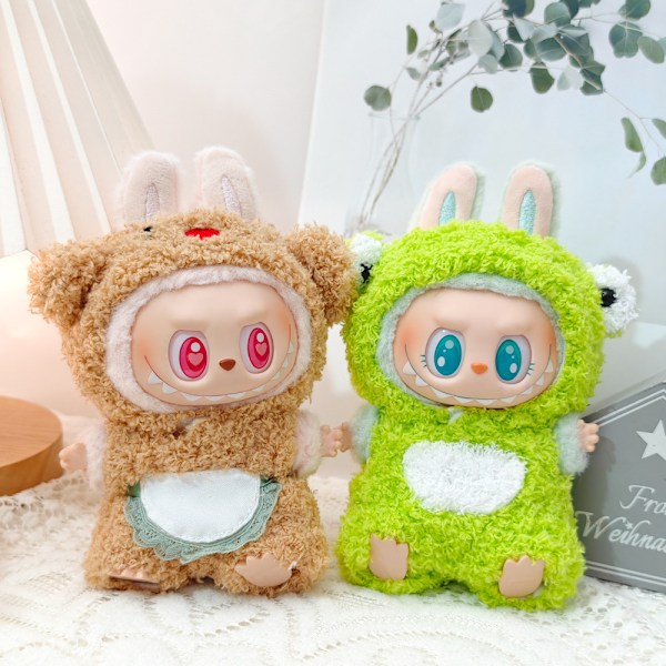 [HH] 17cm Labubu Docka Kläder Tillbehör Set Mini Docka Kostym Gåva Röd Liten Svan Panda Jumpsuit Uppsättning för DIY Samlare style 17