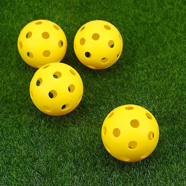 14 stk. Golfbolde Sæt Gul Pickleball Bold Plastik Golf Træningsbold med Huller Sportsbolde Legetøj til Indendørs Udendørs