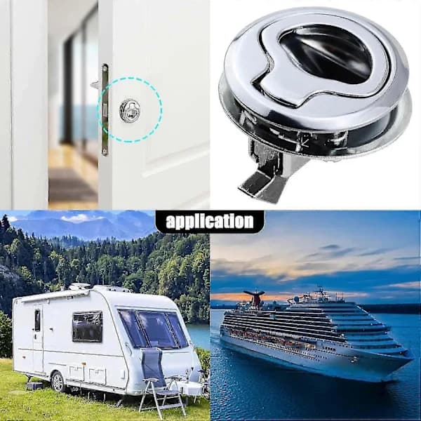 Rostfritt stål Flush Pull Latch Slam Latch Båtlucka Lås Flush Pull Latch Kompatibel Husbil Marin Båt Husbil 1,5 tum Silver []