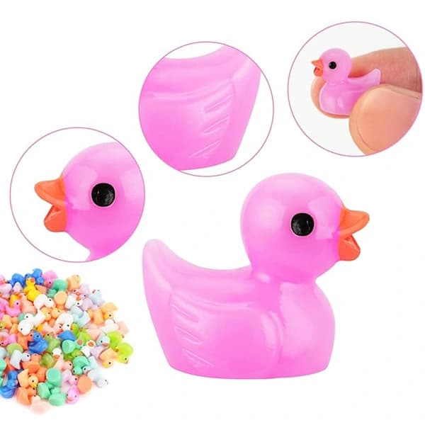 100 stk Tiny Ducks Sett Dekorasjon - Bedårende Miniender i Flere Farger