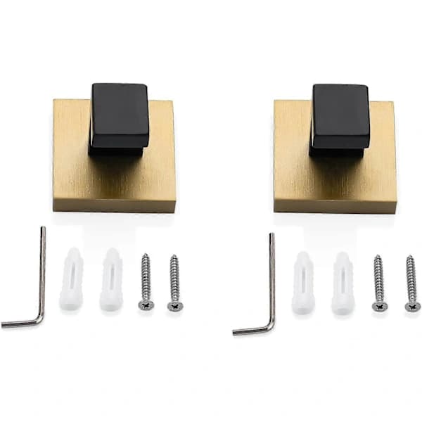 HA~Håndklædekrog Enkelt Hænger Holder Rustfrit Stål Mat Sort+Guld 304 Rustfrit Stål Krom Finish Håndklædekrog 2-pak