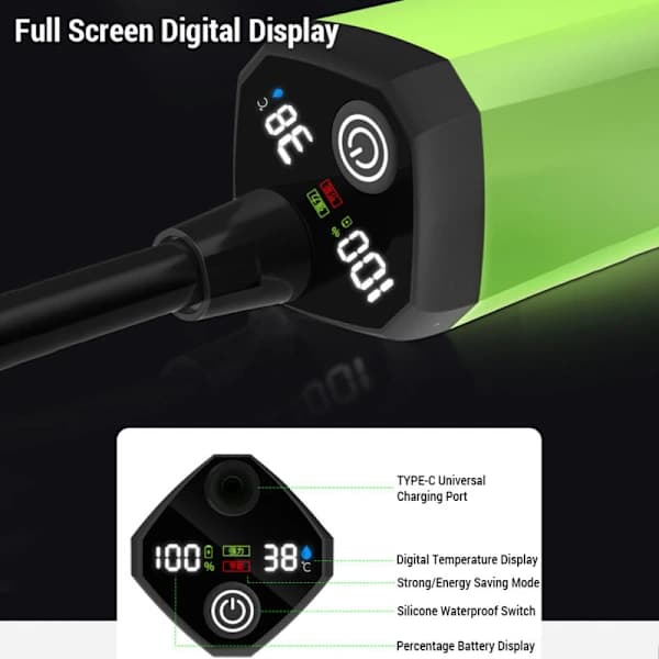 Bärbar Camping Duschpump Uppladdningsbar Elektrisk Duschpump med Smart Digital Display, 6000mAh, DUBUNS