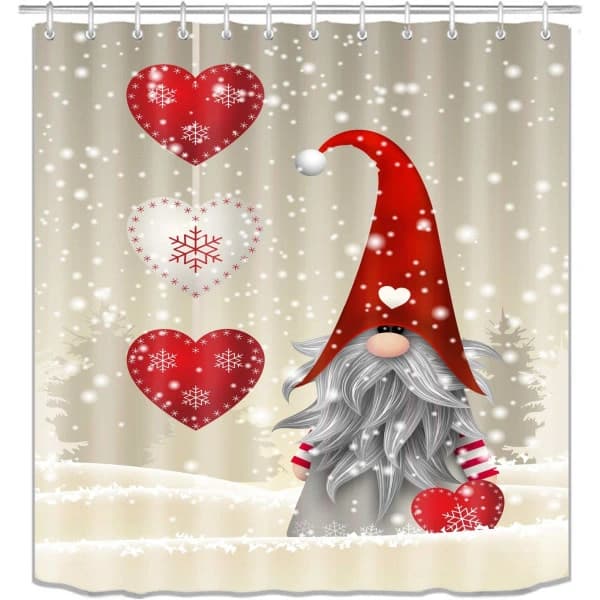 Duschdraperi med tomte för badrum, God Jul duschdraperi, Jul vinter duschdraperi stil B 120*180