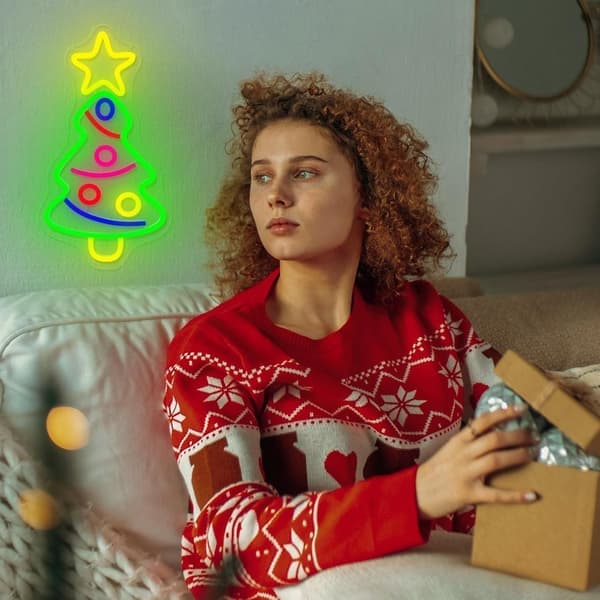 Julgrans-LED-neonskylt, USB-driven akrylneonbelysning för sovrum, barnrum, heminredning, bar, bröllopsfest, dekorationer