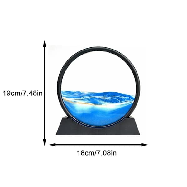 3D Flytande Sandkonst Bild Rund Glas Djuphavs Sandscape Flytsand Målning Set svart