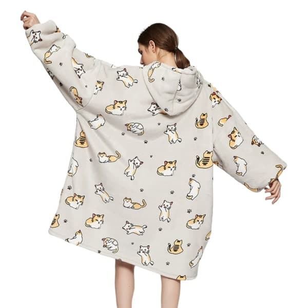 Bærbar fleece Oversized hoodie, blød varm hættetrøje 65cm