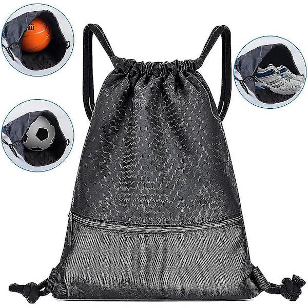 Dragsnöre väska, vattentät dragsnöre sportväska, unisex PE dragsnöre väska, flickor pojkar, gymväska, dragsnöre väska, Brawstring, 19,5 x 16,5 tum (50 x