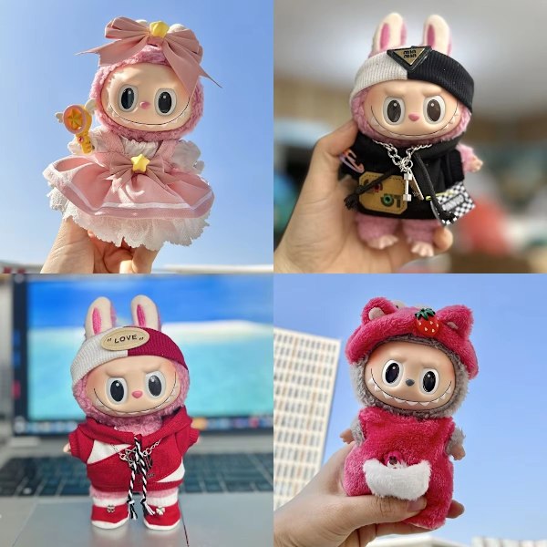 [HH] Söpö Mini Pehmolelu Vaatteet Asu Huppari Iso Hanhi Dinosaurus Mehiläinen Hai Peura Korea Kpop Exo POP Mart Labubu Idol Nuket Vaatteet 17 cm 1