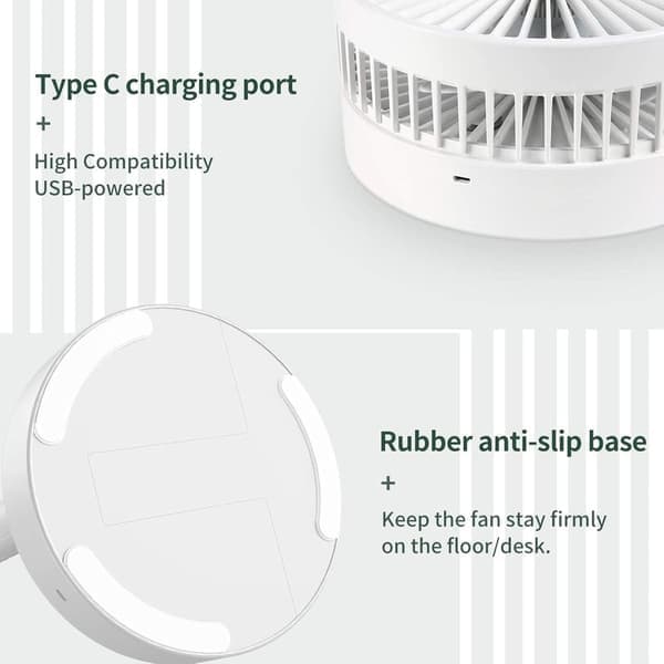 Foldable Floor Fan / Table Fan – Adjustable Design with 7200mAh Battery, Cordless & Versatile Use