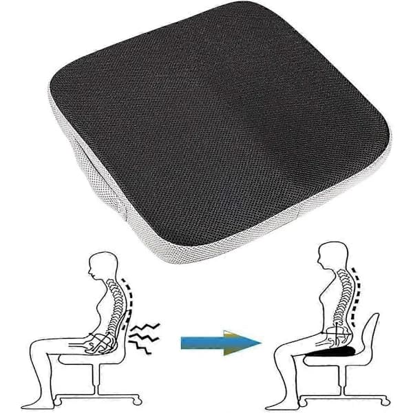 Sittepute i memory foam med håndtak, passer kontorstoler og rullestoler, hvit-grå