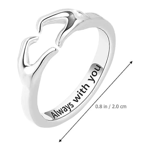 Åben Fingerring Hjerte Kram Ring Par Kram Ring Vielsesring Forlovelsessmykker