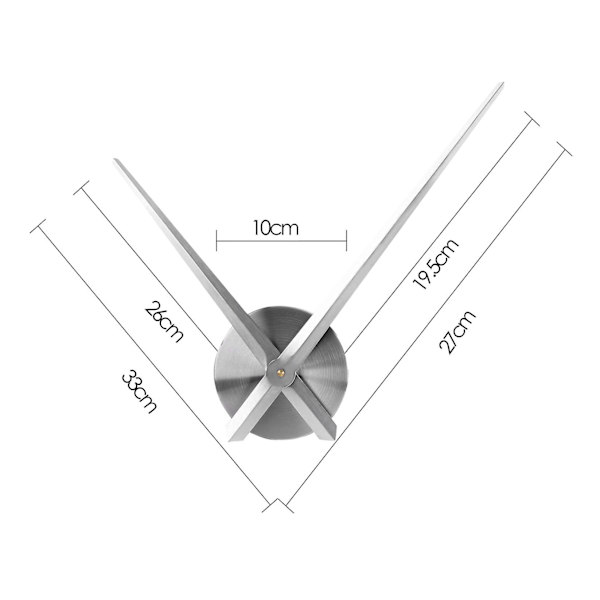 3D-klockvisare, gör-det-själv-urverk med stora visare, väggtillbehör, reservdel, silver