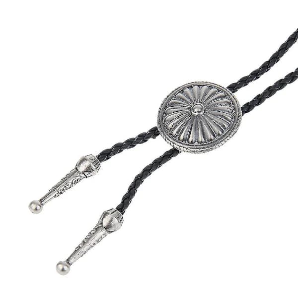 2x Antikk Daisy Metallanheng Lær Bolo Tie Halskjede Slips Cowboy Dans