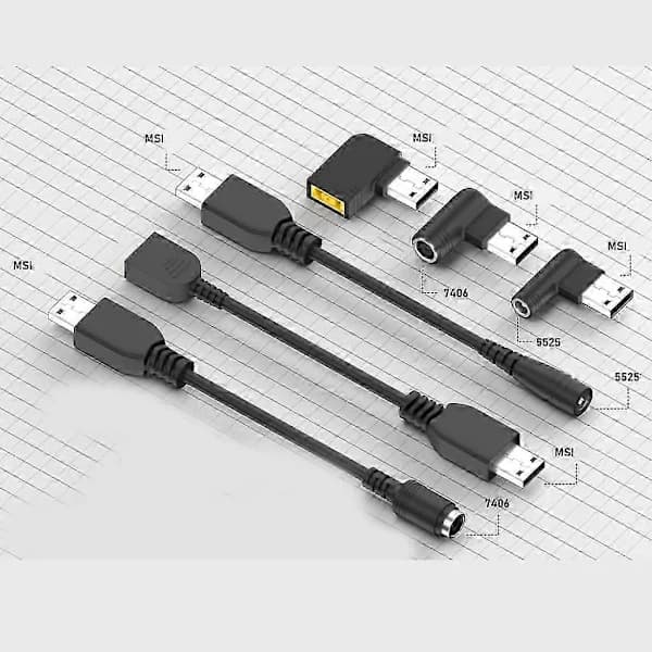 MSI USB-stik Laptop Oplader Strømkabel 5.5x2.5mm/7.4x5.0mm/MSI USB-stik B