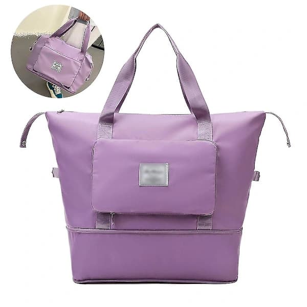 Nylonduffelbag, stor størrelse, utvidbar lilla