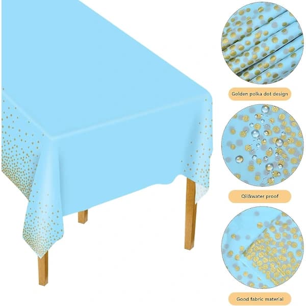 2 stk. gyldne prikker duk, festduk, 137x274 cm rektangulær