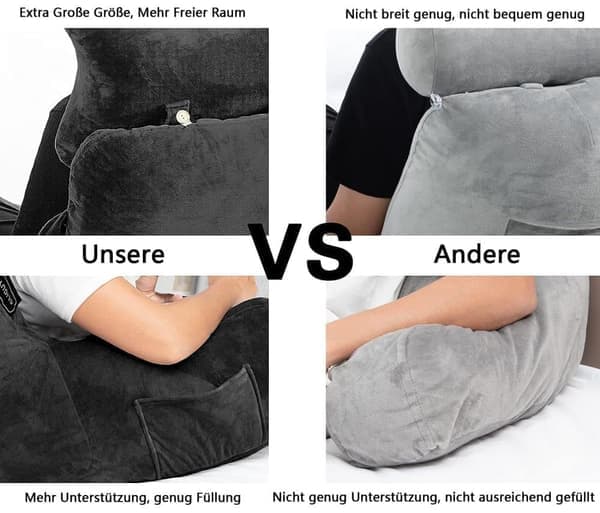 Ekstra Stor Ryglænskude med Armlæn – Læse- og Siddepude til Seng & Sofa