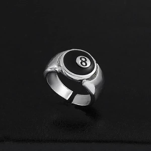 Billardkugle Ring Sølvbelagt Retro Charm Billardringe Fingersmykker
