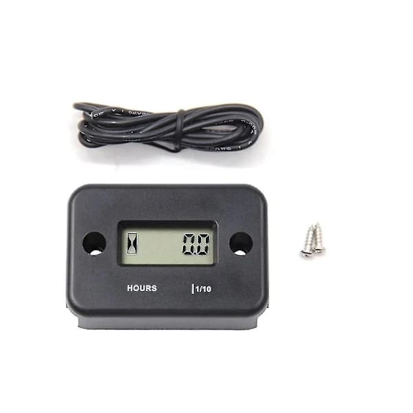 Vandtæt LCD Digital Timer Induktiv Timer til Cykel Motorcykel ATV Snescooter Motor, Sort