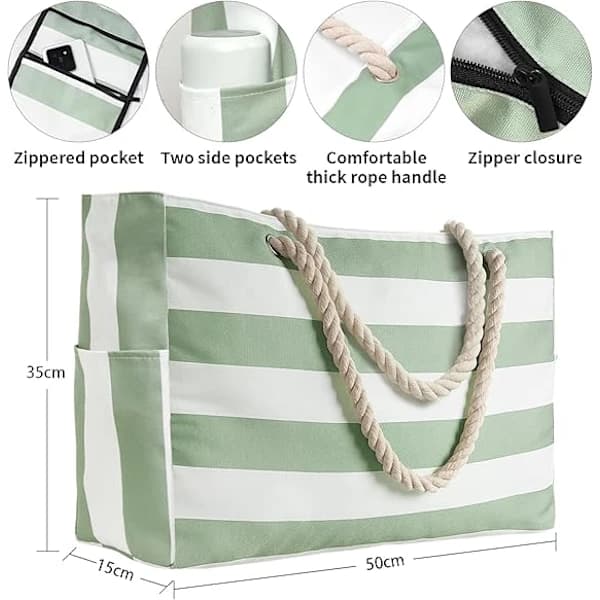 HA-XXL Rantakassi, Suuri Vedenpitävä Uimakassi Vetoketjulla Naisille