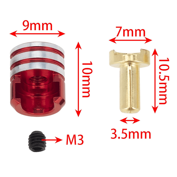 4kpl Akkujäähdytyspistokkeet ja -kahvat 3,5 mm 1/10 Off-Road -kuorma-autolle RC-auton lisävarusteiden päivitykseen