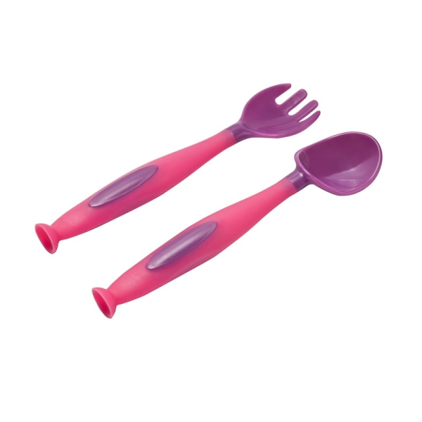 Barns matnings- och matträningssked baby servis gaffel och sked set，Lila