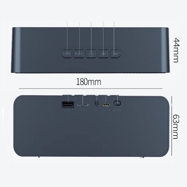 Mini Bluetooth högtalare - 1 del, bärbar design, 18*4,3*6,3 cm, plastmaterial, svart