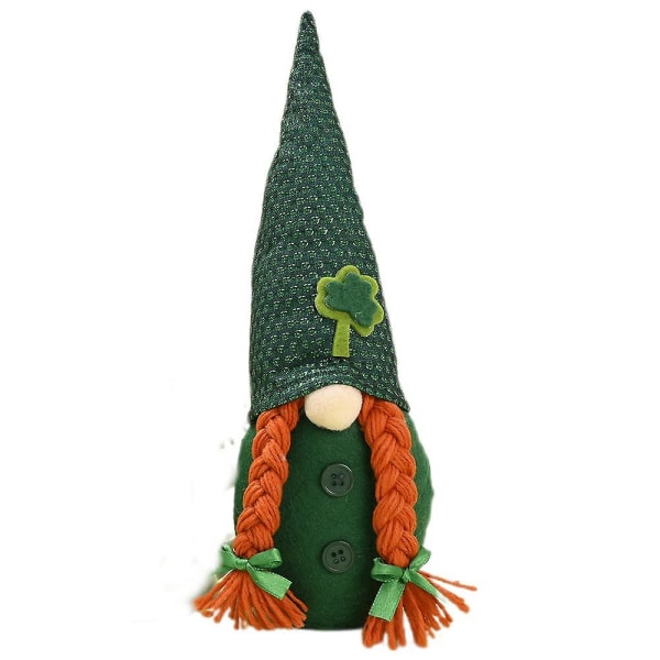 St. Patrick's Day Gnome Dekoration  Grønt Blad Festival Langbenede Ternet Klæde Dukke Irsk Festival Skov Ældre Muppet Dekoration Artikler D
