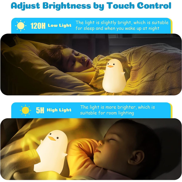 Nattlampa för barn, LED Baby Night Light, Silikon Touch Control Lamp, Portabel USB Uppladdningsbar Deco Nattlampa i sovrummet med tidsinställd avstängning-