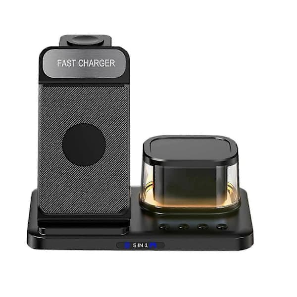 Trådløs Ladestation Med Digitalt Vækkeur Multi-Enheds Ladestation 15W Trådløs Oplader Stand IOS & Android