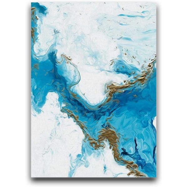Konst Canvas Marinblå abstrakt målning-(50X70cm)X3 Oinramad