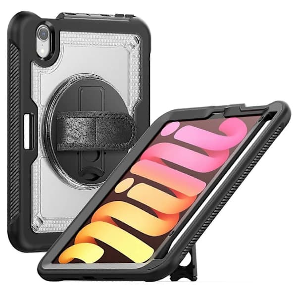 HA~ Case with Stand for iPad mini (2024)/(2021) PC+TPE Tablet Cover with Hand Strap and Shoulder Strap