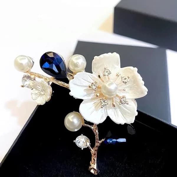 Perleblomstbrosjer for kvinner Brosje Krystall Rhinestones Brosje