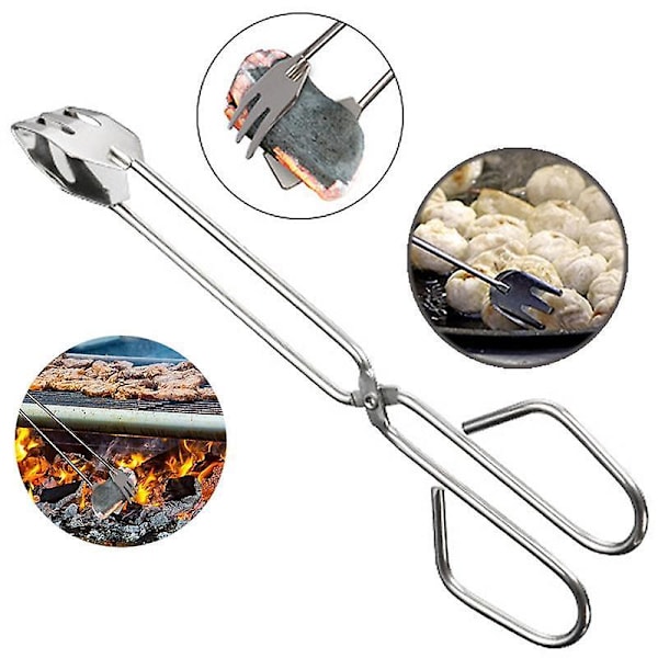2 stk Nye Praktiske Grillverktøy Rustfritt Stål Saks Type Grillet Matklyper Grilltilbehør Portable Tenger Utendørsutstyr/HH/