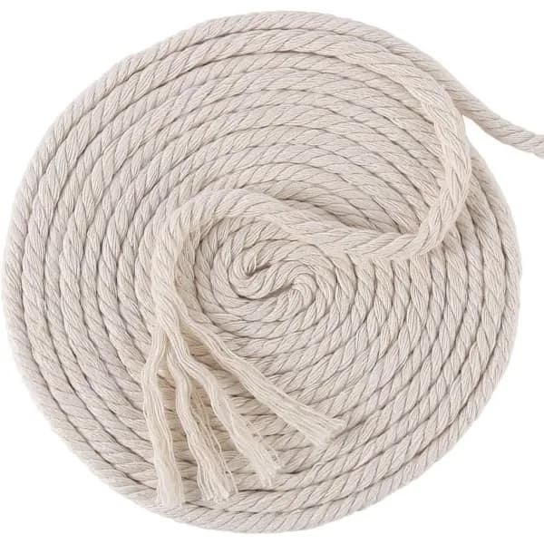 CDQ 6 mm makramésnor, 50 meter tykt makramégarn i bomull (beige)