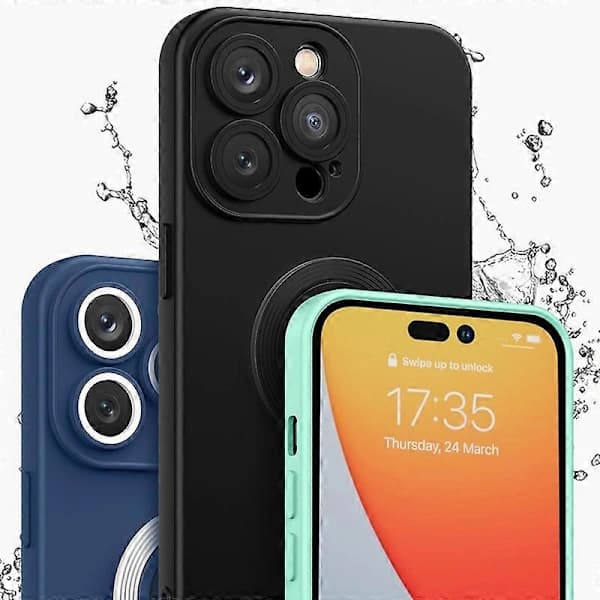 Kontrastfarget TPU-deksel med holder for iPhone 14 Pro Max