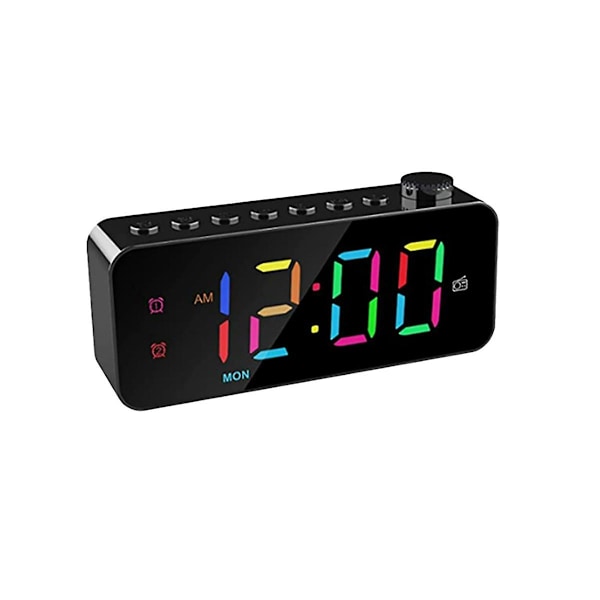 RGB Digital Väckarklocka Radio, Dubbel Alarm Med Vardag/Helg-läge, Snooze, FM-radio Sömntimer