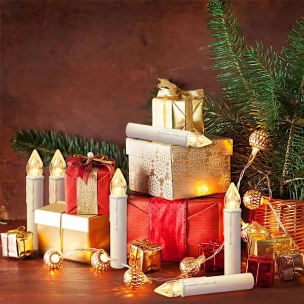 XMTECH LED Flameless Candles, 20-Pack LED Christmas Tree Candles with Real Red Remote Control and Timer