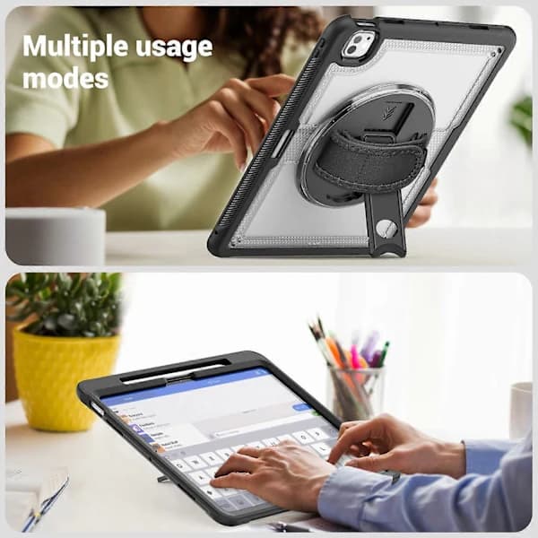 HA~Fodral med Ställ, PC TPE Tablettskydd med Handrem för iPad Pro 13 (2024) M4