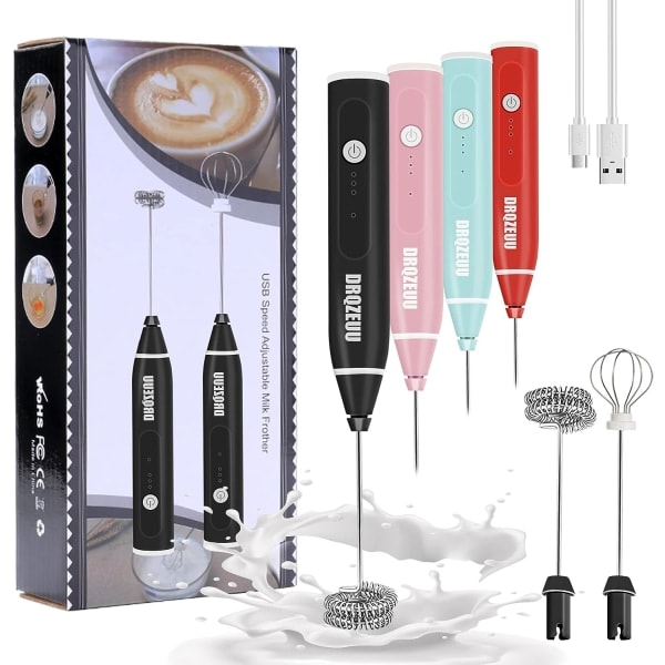 /HA/Bærbar melkeskummer, Mini USB oppladbar elektrisk skummaskin for Cafe Latte, 3 hastigheter, mikser for drikker