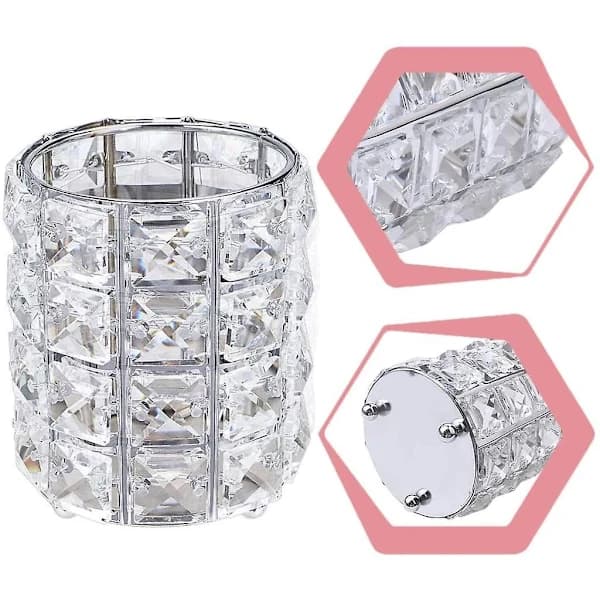 Makeup Opbevaring Børsteholder, Krystal Rund Makeup Organizer Børsteholder Makeup