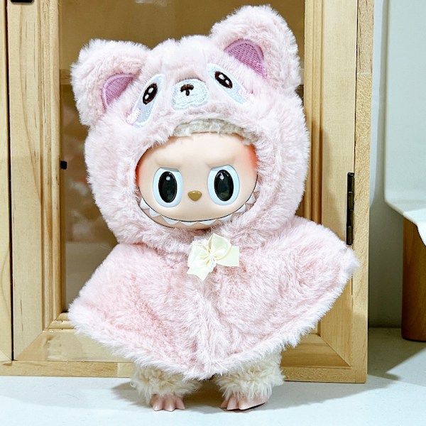 [HH]Labubu V1 Nuken Vaatteet 17cm Juomalasi Huppari Asu Puku Blind Box Popmart Ei Alkuperäinen Pink fox Fox cape