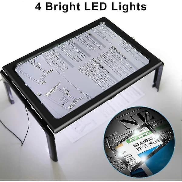 Magnifying Glass with Light, 3x Magnification Reading Magnifier Aid - A4 Rectangular