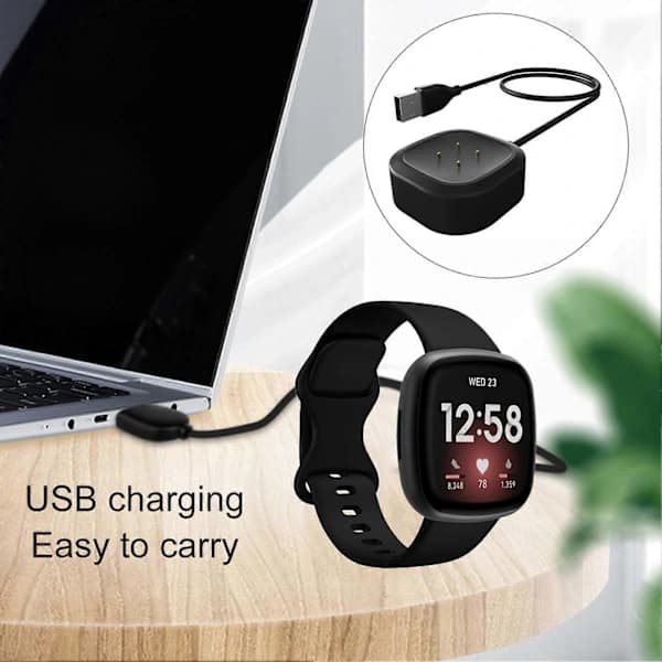 Bærbar 100 cm Smartwatch Hurtigopladningskabel USB-oplader til Fitbit-Versa3/Sense