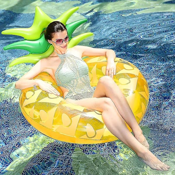 Oppustelig Pool Float til Voksen Oppustelig Pool Float Tube Pool Badering Gul